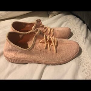 Blush pink knit tennies